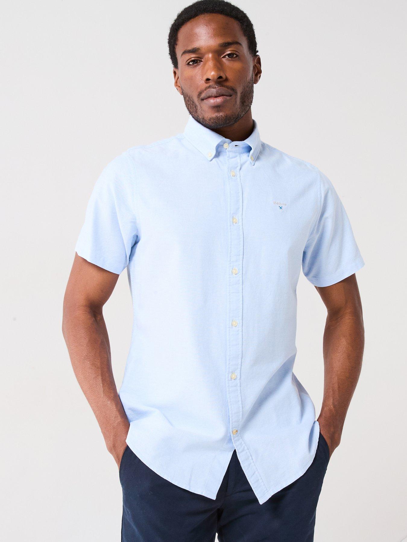 undefined Short Sleeve Oxford Tailored Fit Shirt - Light Blue
