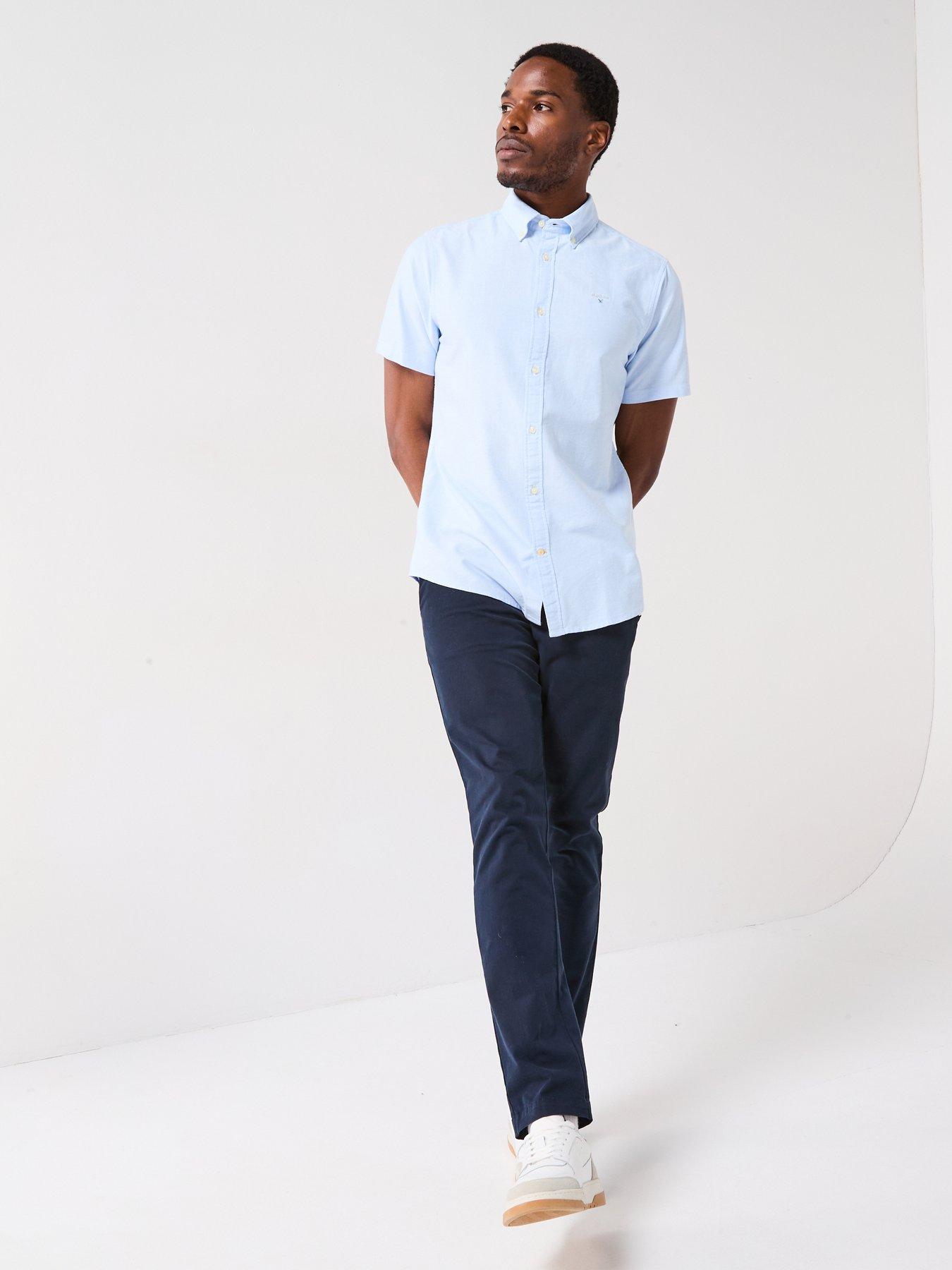 Barbour Short Sleeve Oxford Tailored Fit Shirt Light Blue Very