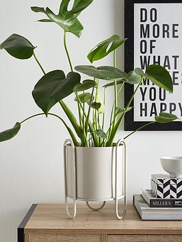 Product photograph of Very Home Mimi Metal Planter On Stand - Beige from very.co.uk