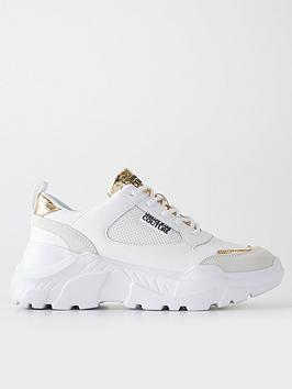 versace jeans couture speedtrack chunky trainers - white/gold