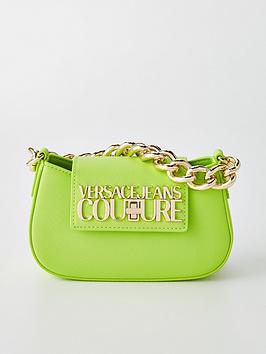 versace jeans couture logo chain shoulder bag - citrus