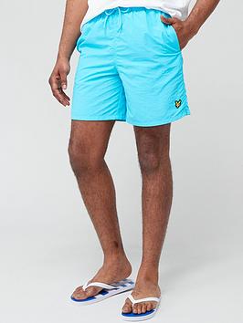 lyle & scott plain small logo swim shorts - blue, blue, size 2xl, men