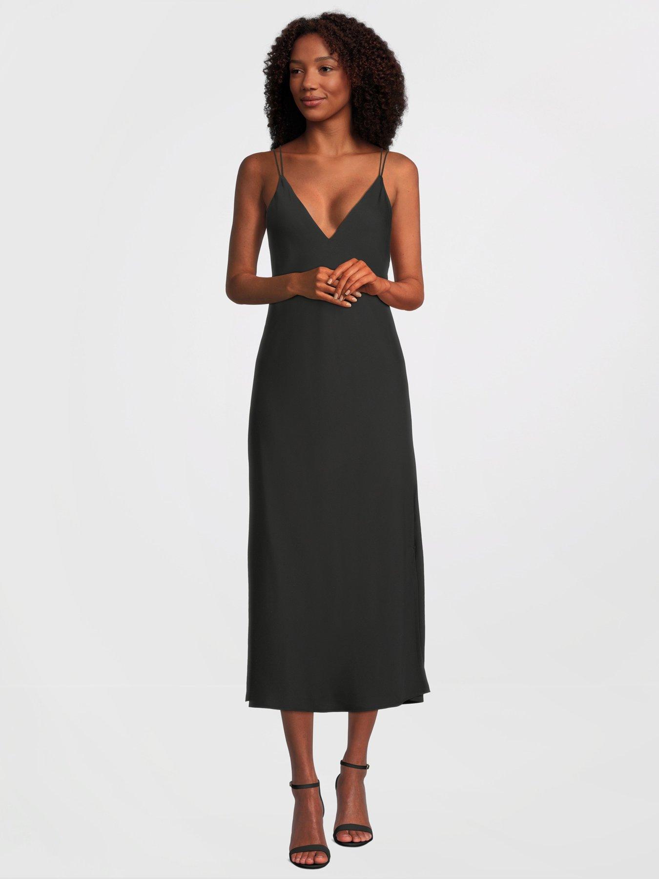 Calvin Klein Midi Slip Dress - Black 