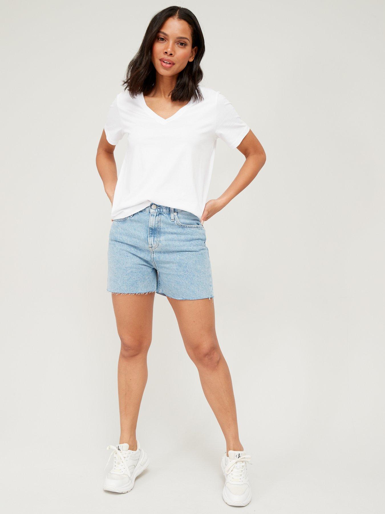 Buy Boohoo Turn Up Denim Shorts In Blue