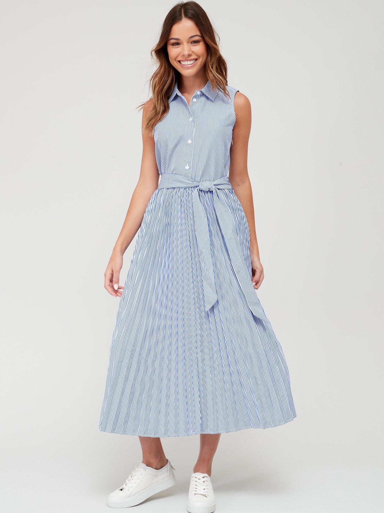 Tommy Hilfiger Pleated Ithaka Long Shirt Dress - Blue