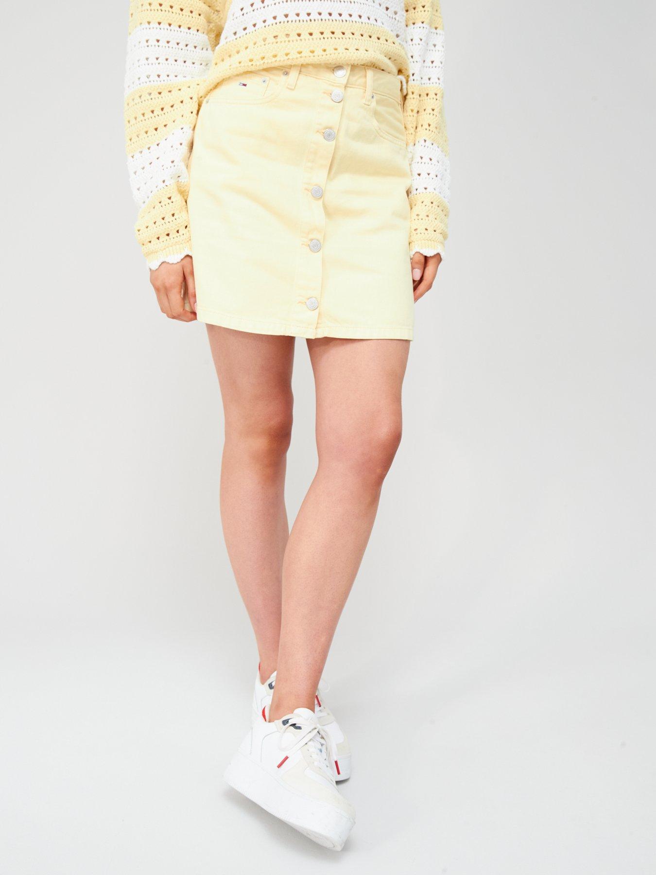 Yellow jeans hot sale skirt