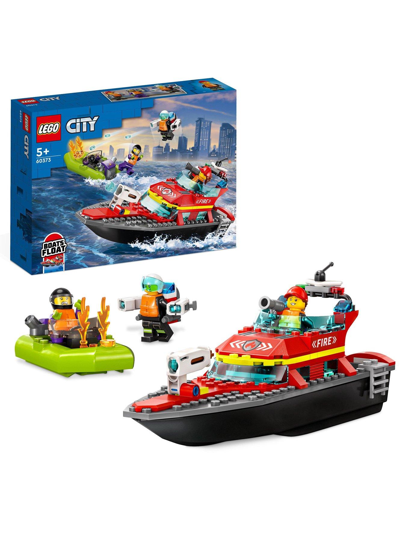 Image 1 of 8 of LEGO City Fire Rescue Boat Toy Building Set 60373