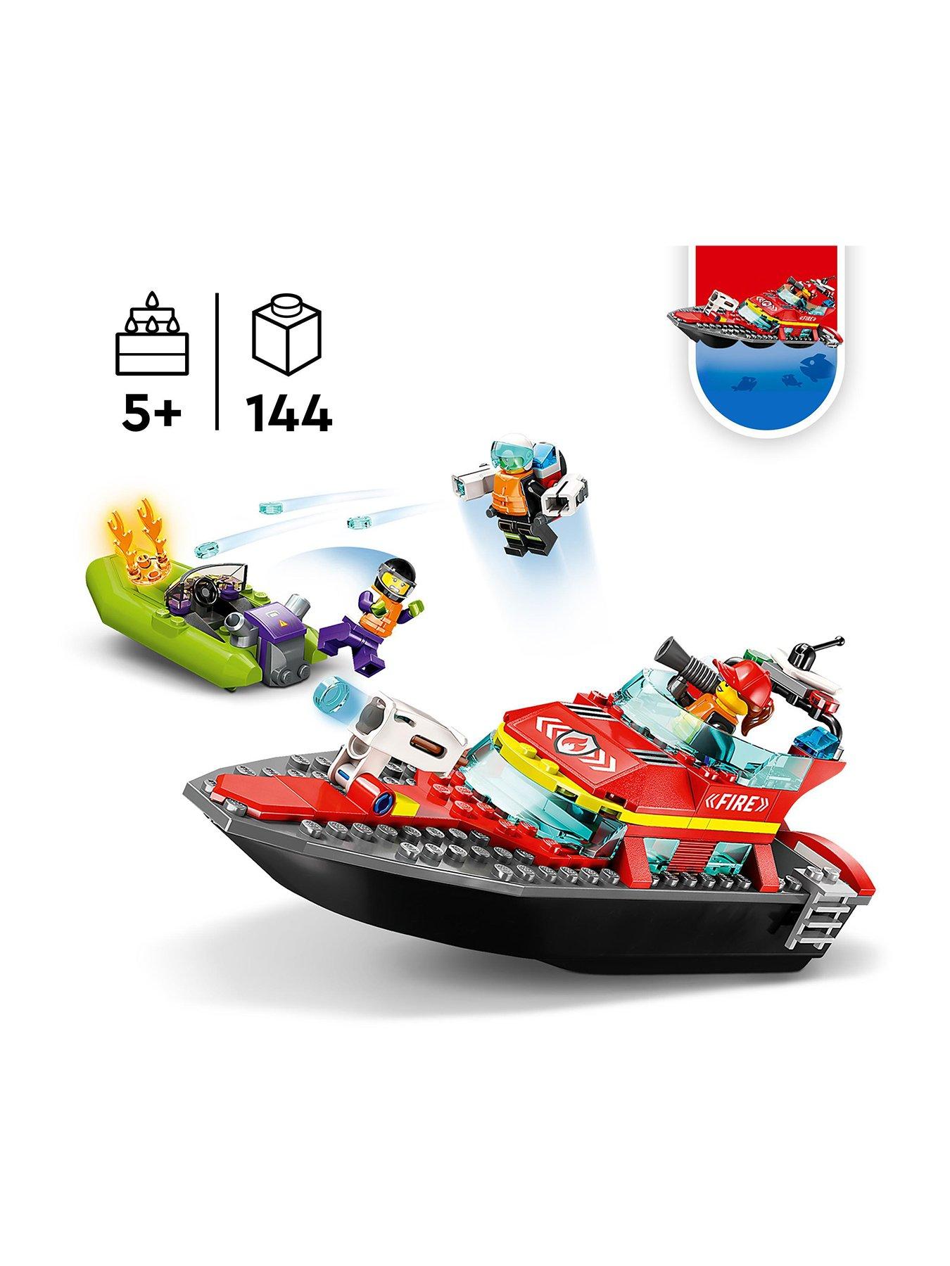 Image 2 of 8 of LEGO City Fire Rescue Boat Toy Building Set 60373