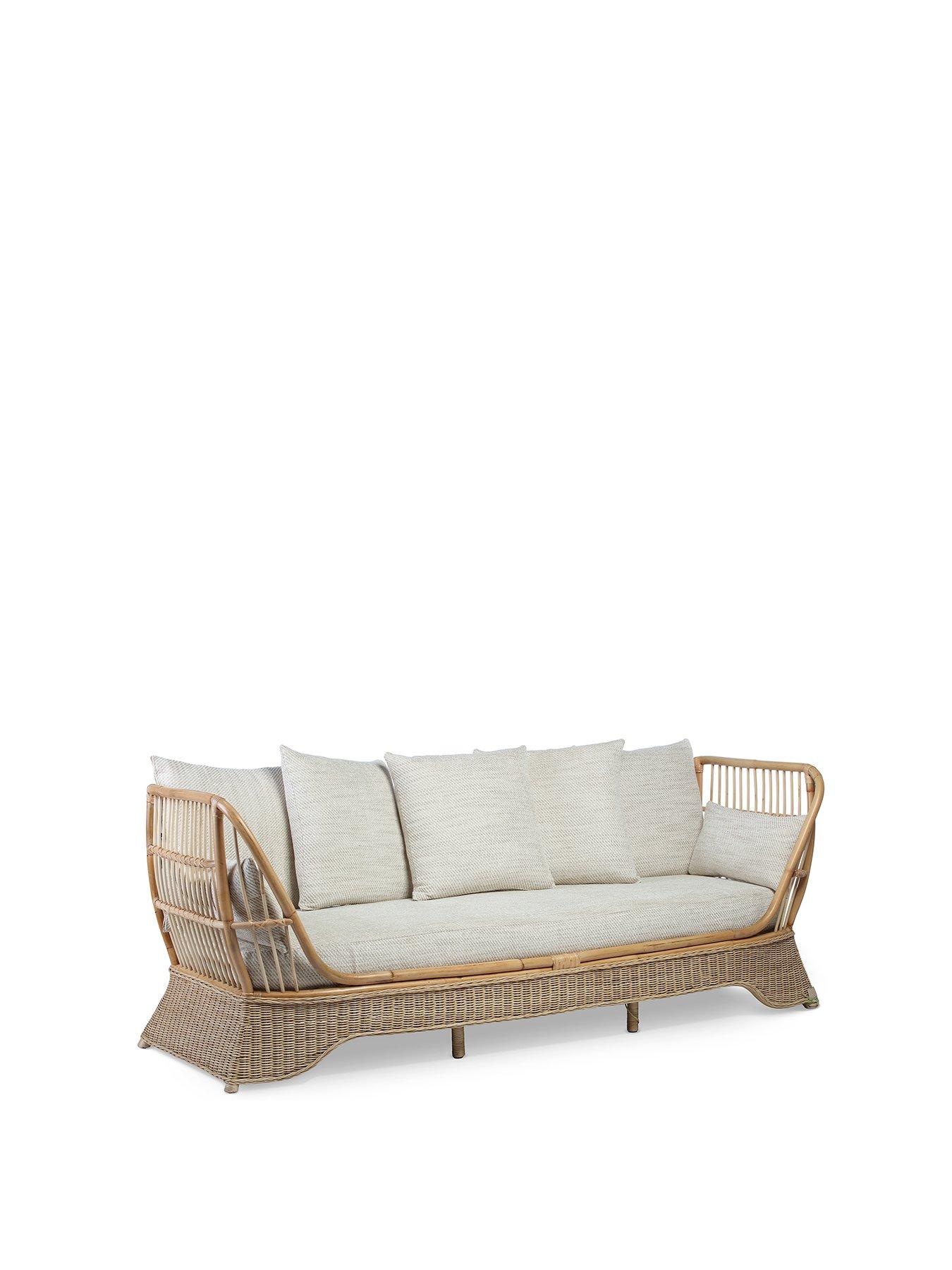 Product photograph of Desser Natural Rattan Day Bed With Jasper Fabric from very.co.uk
