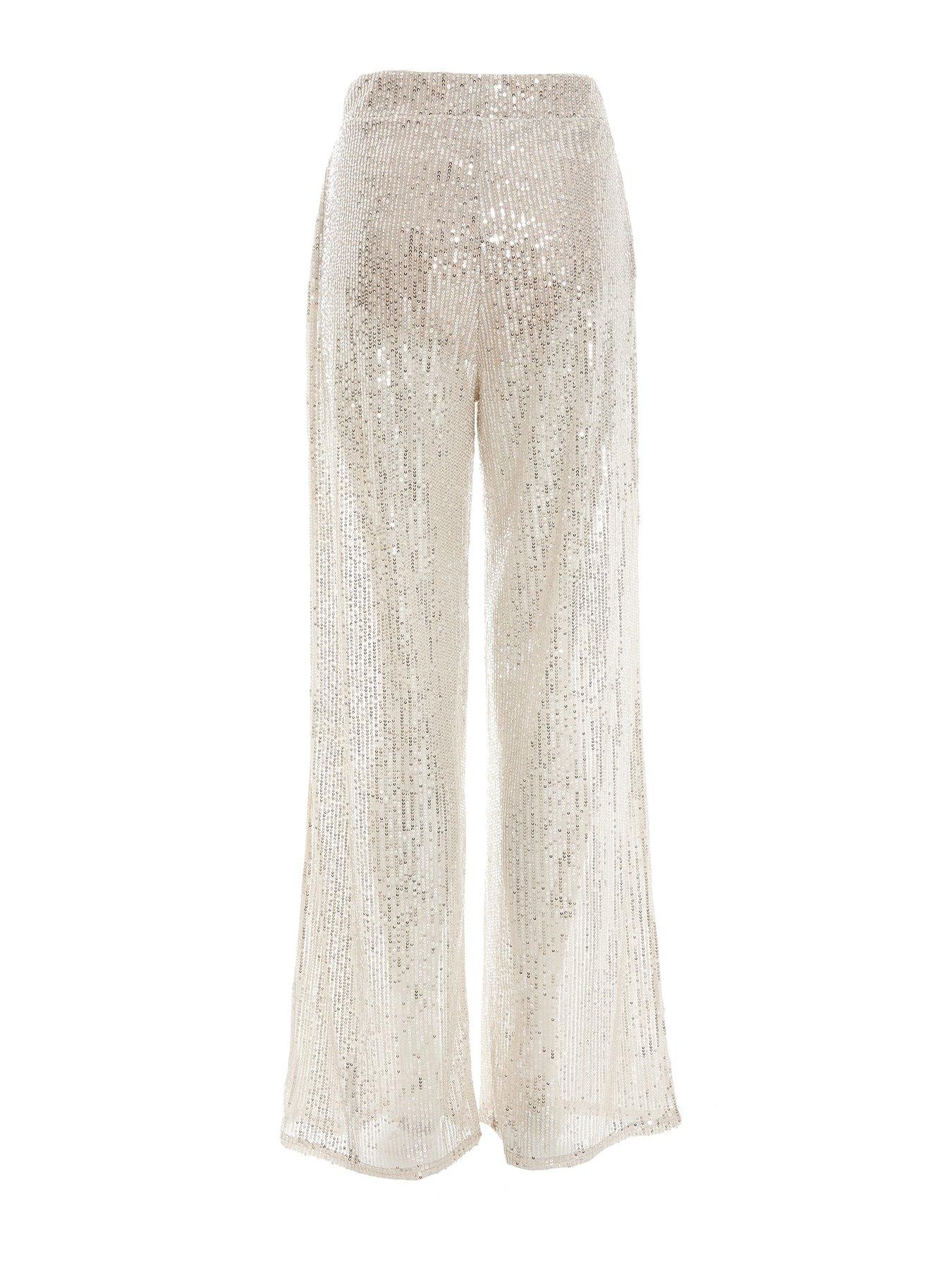Light Blue Sequin Palazzo Trousers
