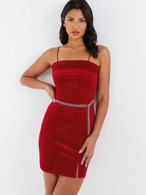 quiz-velvet-diamante-mini-dress-red