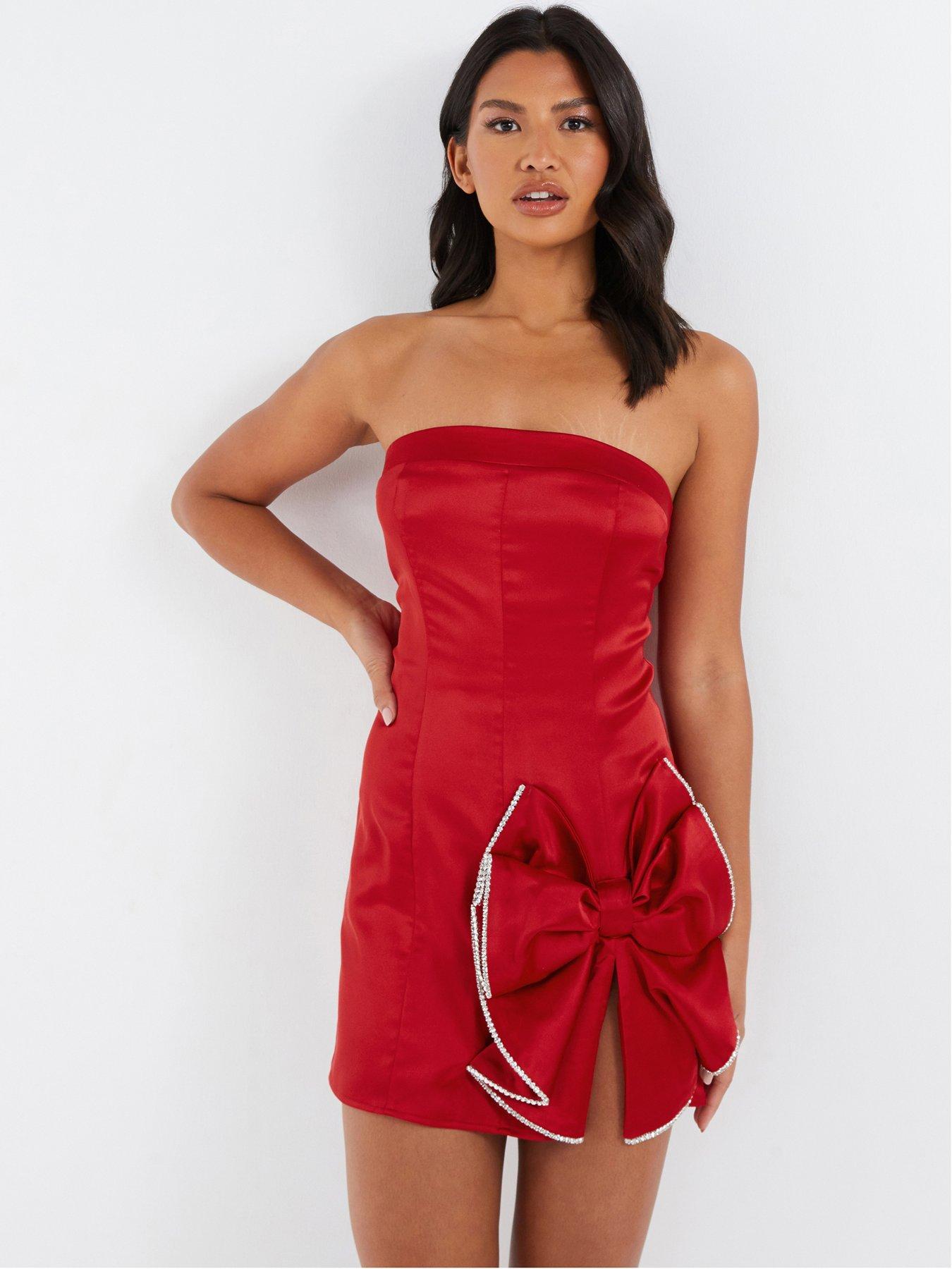 Sandi Bow Bust Mini Dress Red