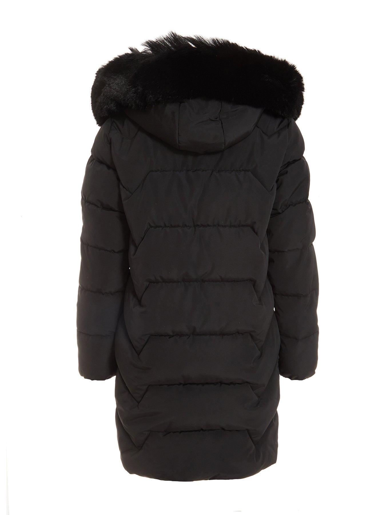 Quiz Longline Padded Coat Black Very