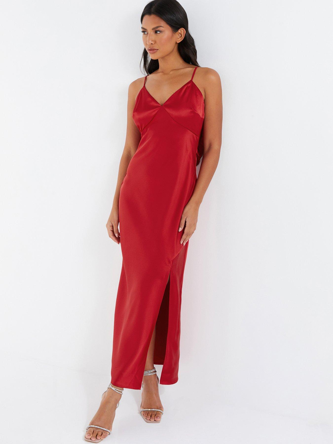 Quiz red satin dress best sale