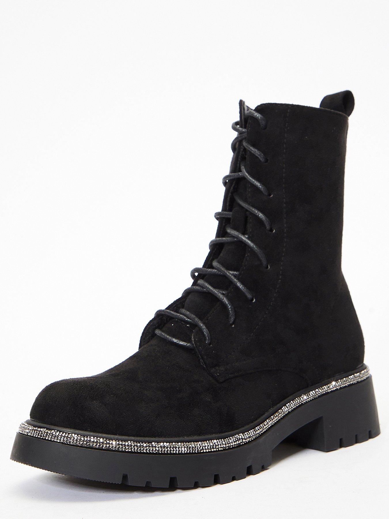 Faux suede lace up on sale boots