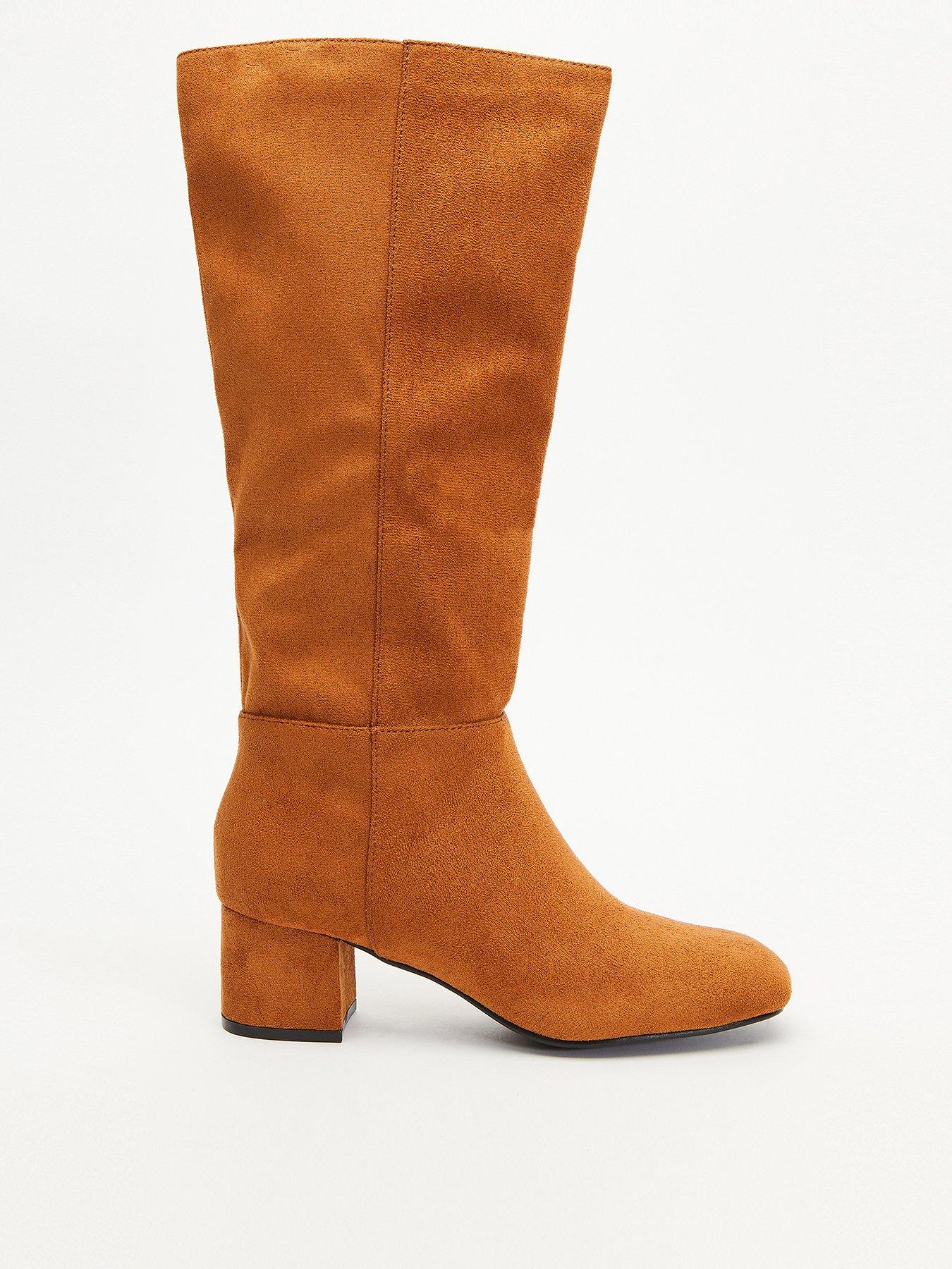 Faux suede boots top knee high