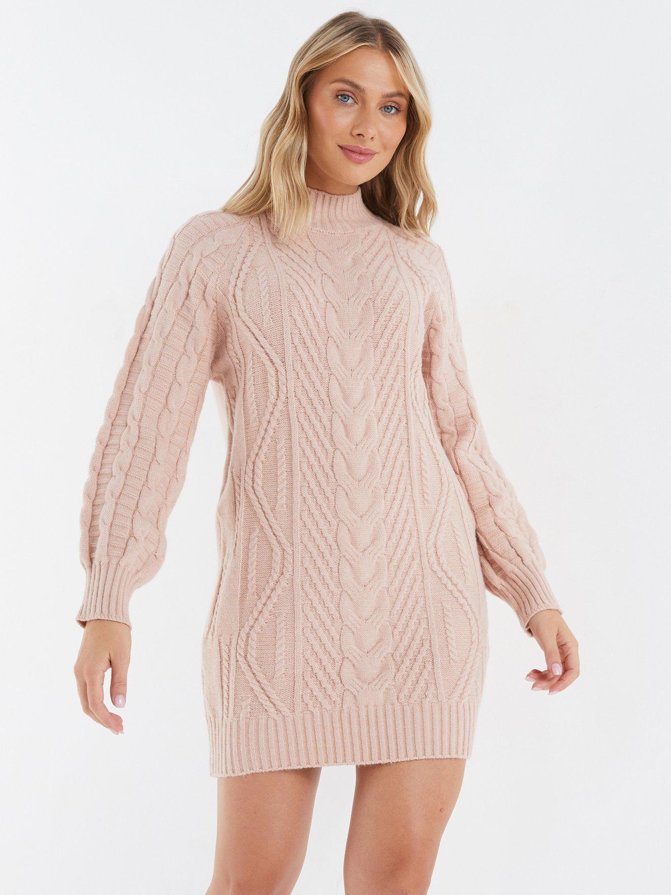 Pink roll neck jumper dress clearance