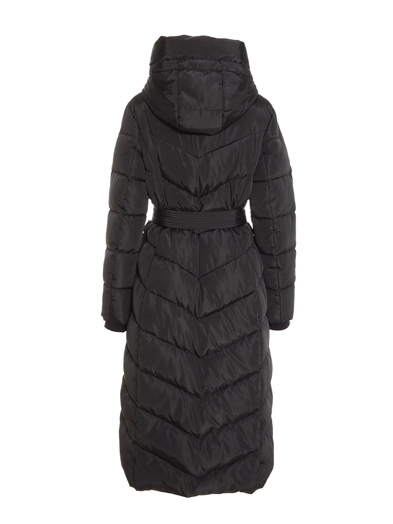 Image 5 of 6 of Quiz Longline Padded Buckle Coat - Black