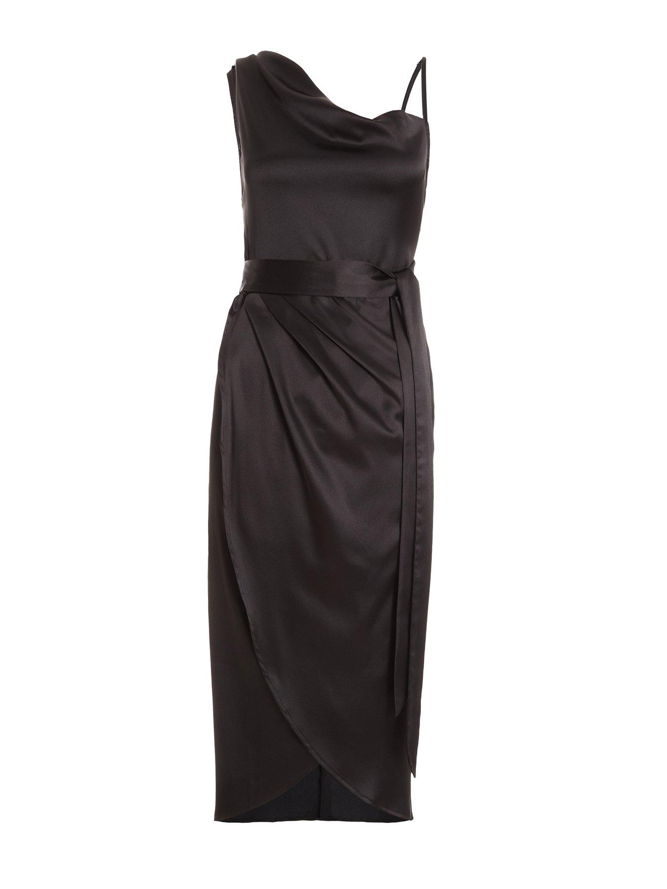 quiz black one shoulder dress Black One Shoulder Bow Maxi Dress