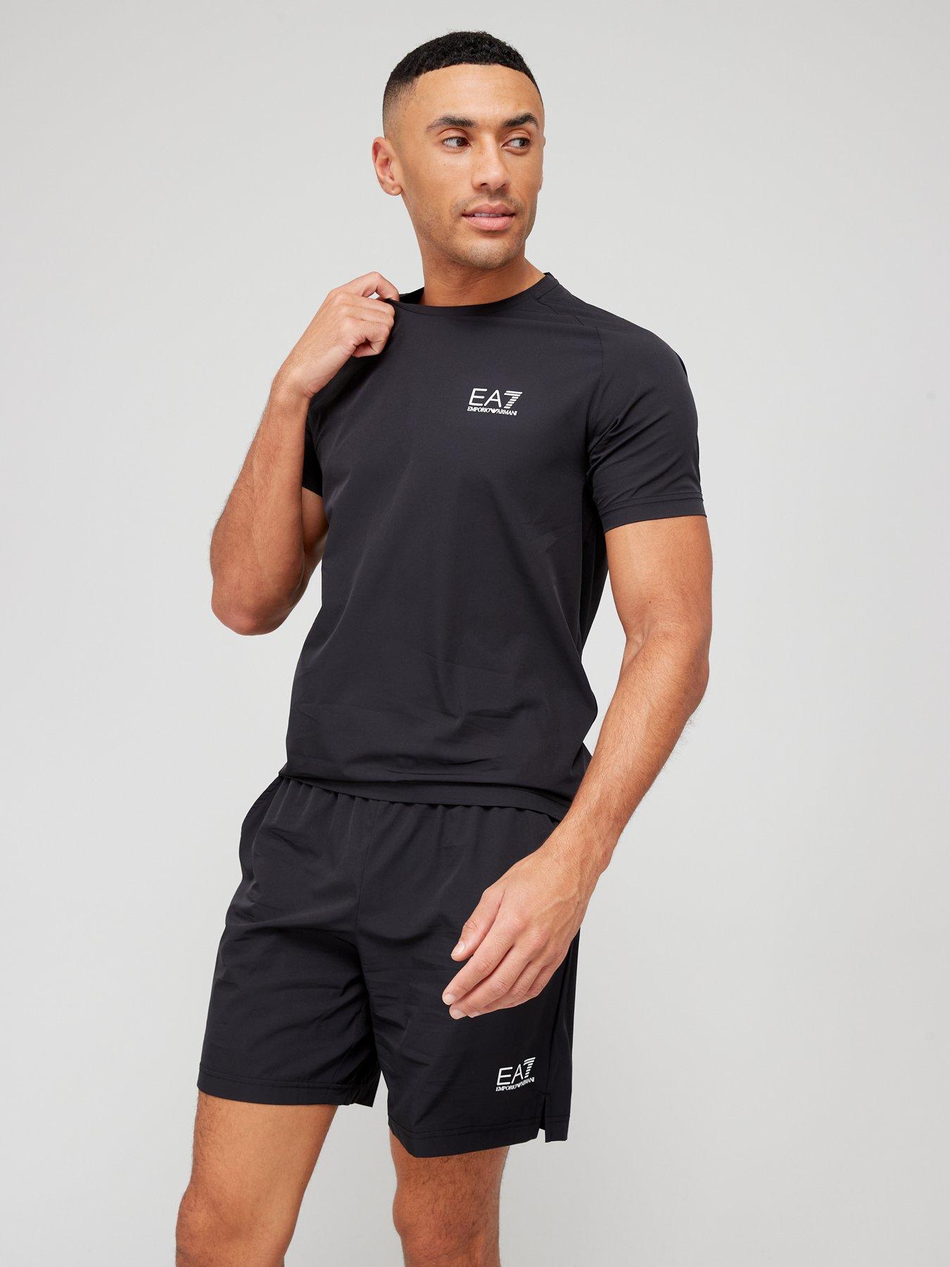 EA7 Emporio Armani T shirt Shorts Training Travel Kit Black