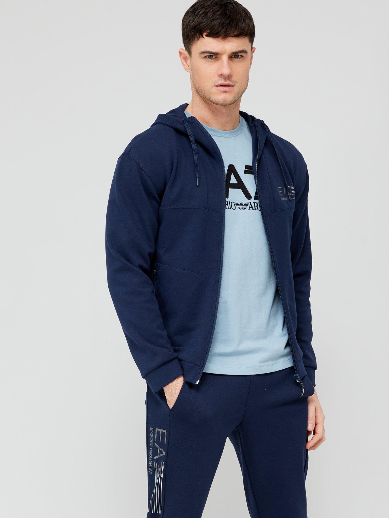 EA7 Emporio Armani Natural Ventus Zip Through Hooded Tracksuit - Navy ...