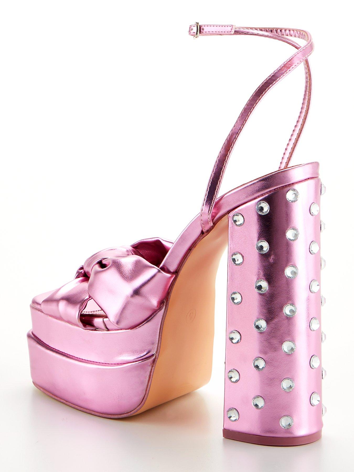 Pink metallic best sale shoes heels