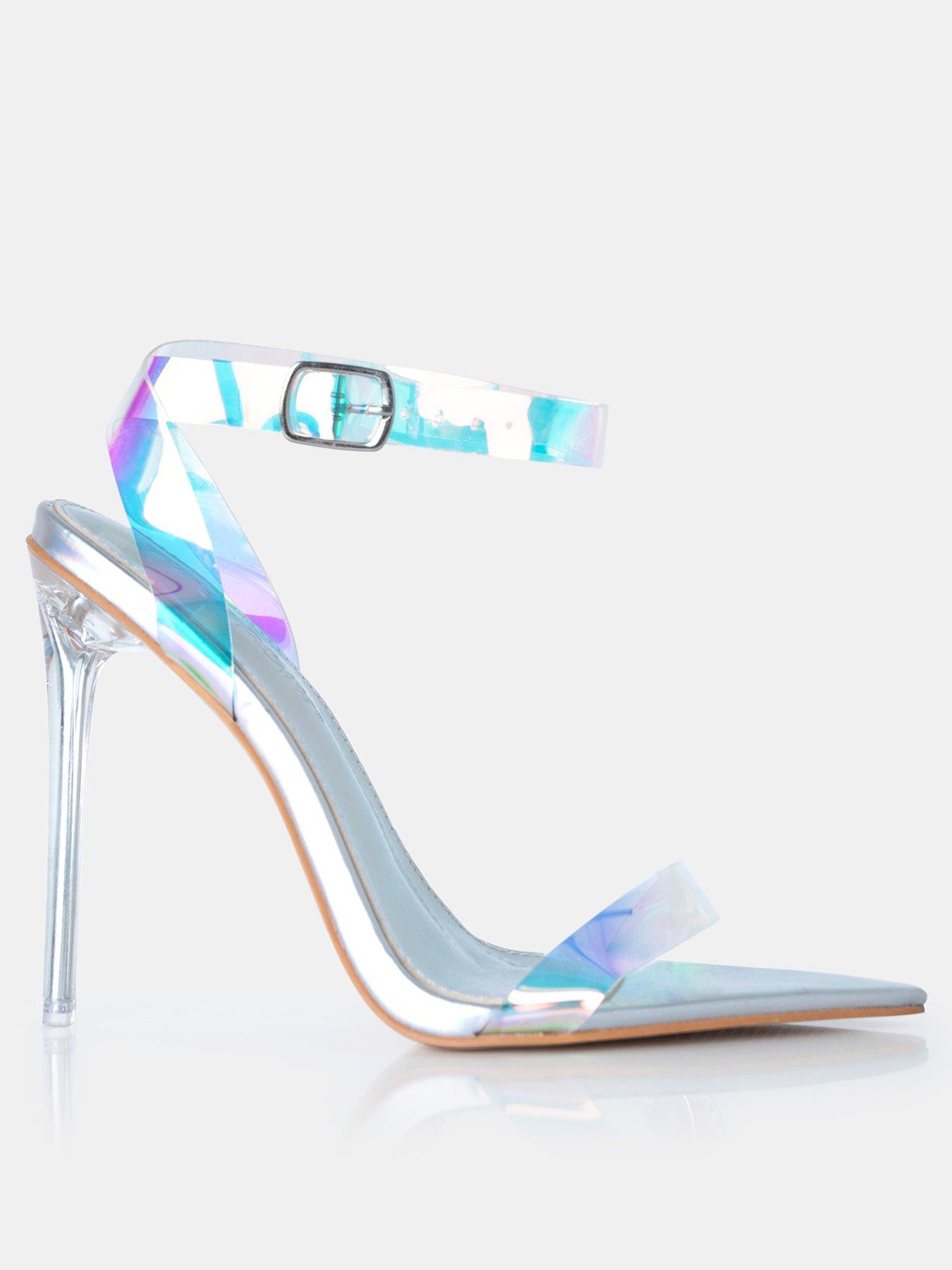 Silver store holographic heels