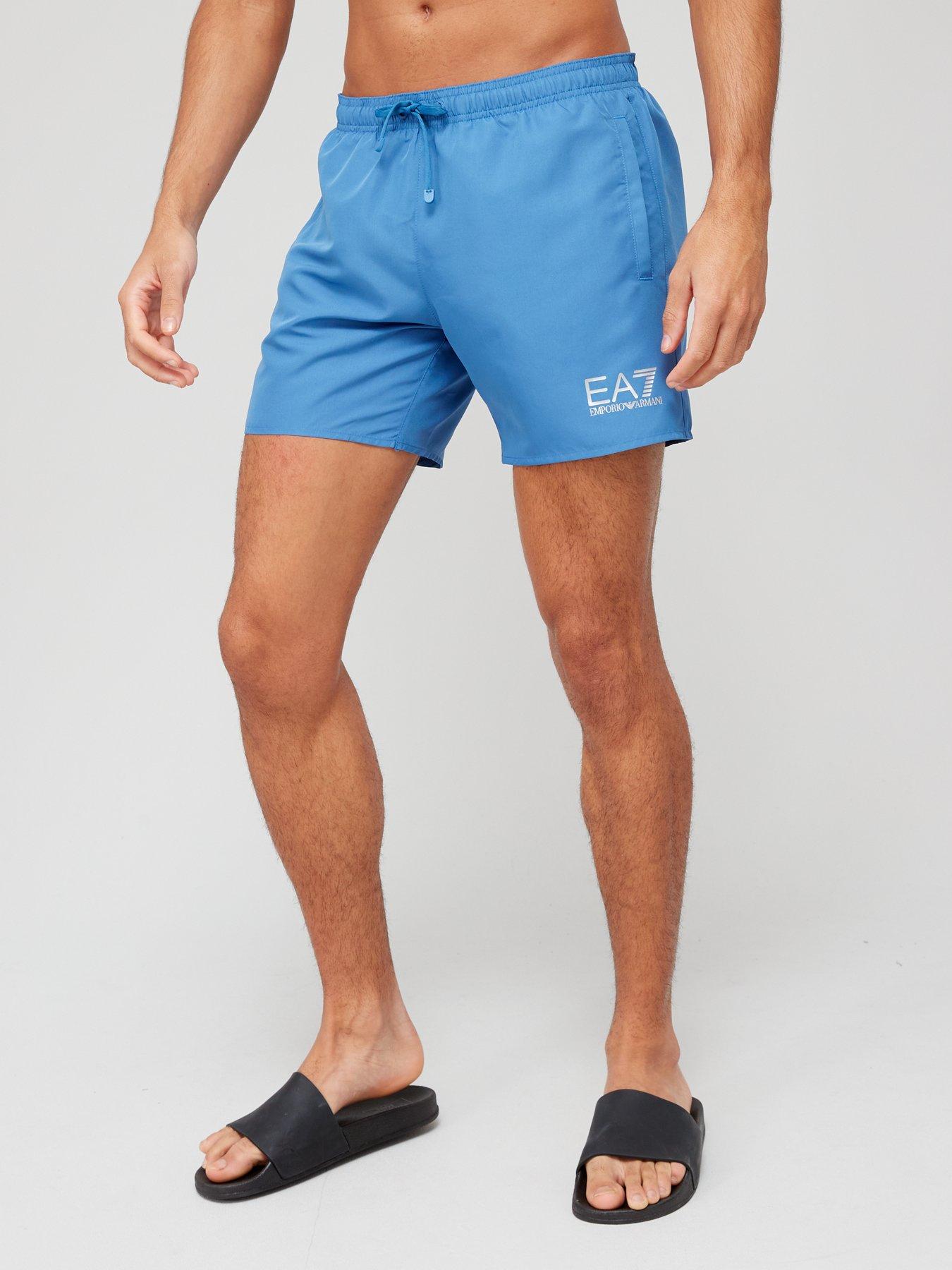 Logo Swim Trunks in Blue - Giorgio Armani