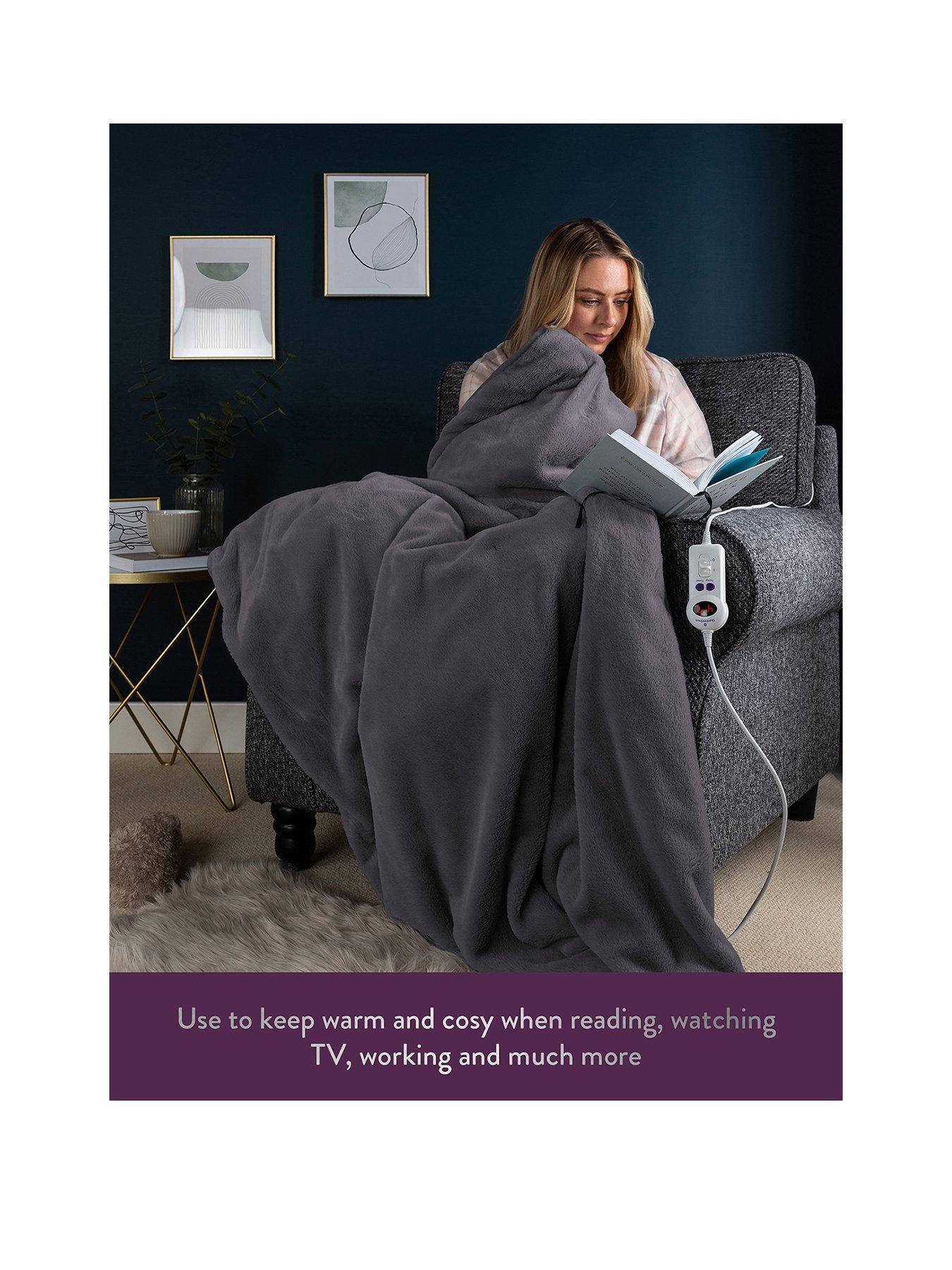 Slumberdown Elegantly Warm Heated Throw Charcoal very.co.uk