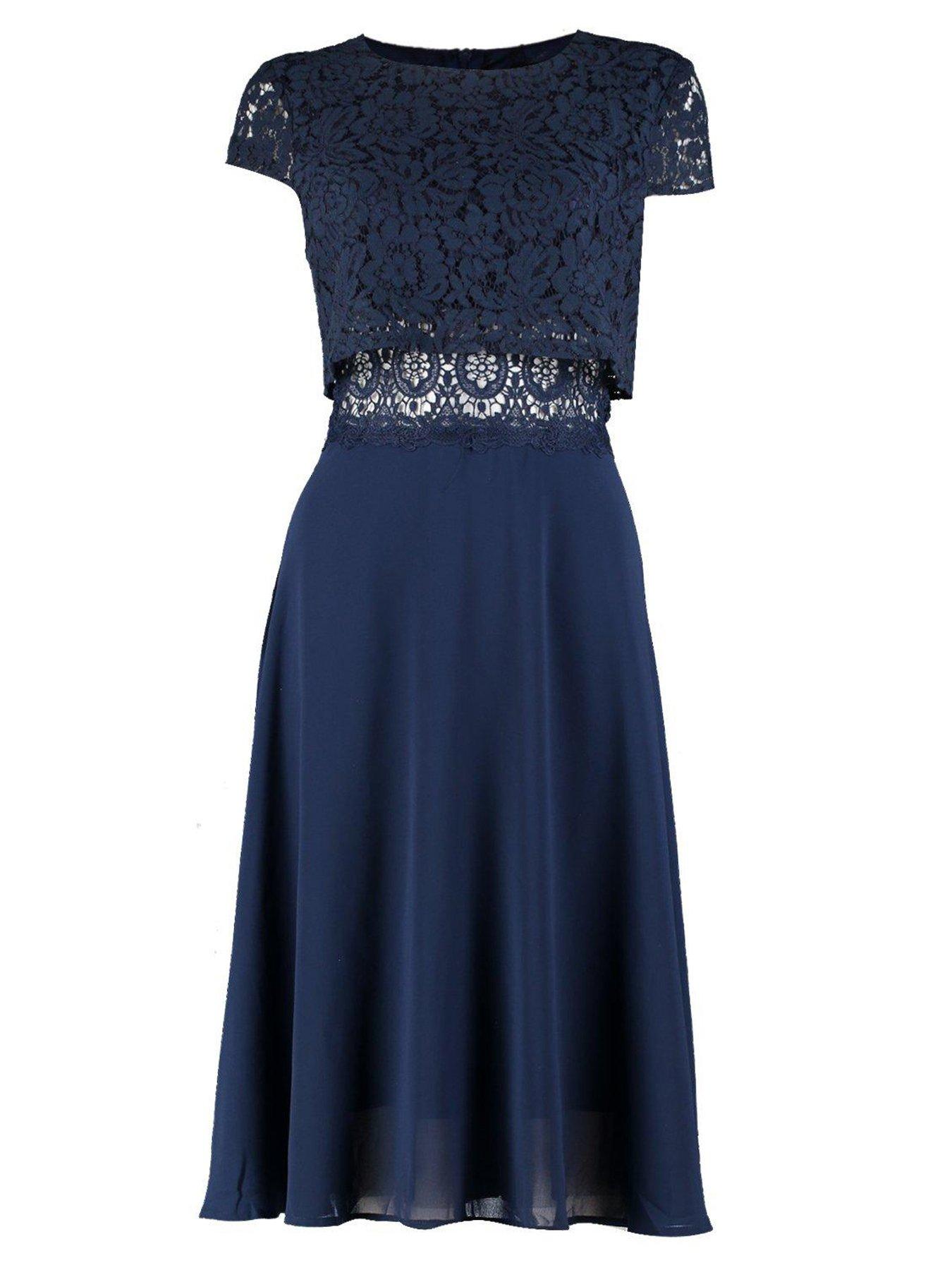 Lace top clearance chiffon skater dress