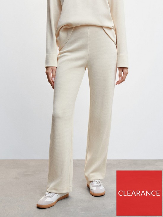 front image of mango-co-ord-fine-knitted-trouser-cream