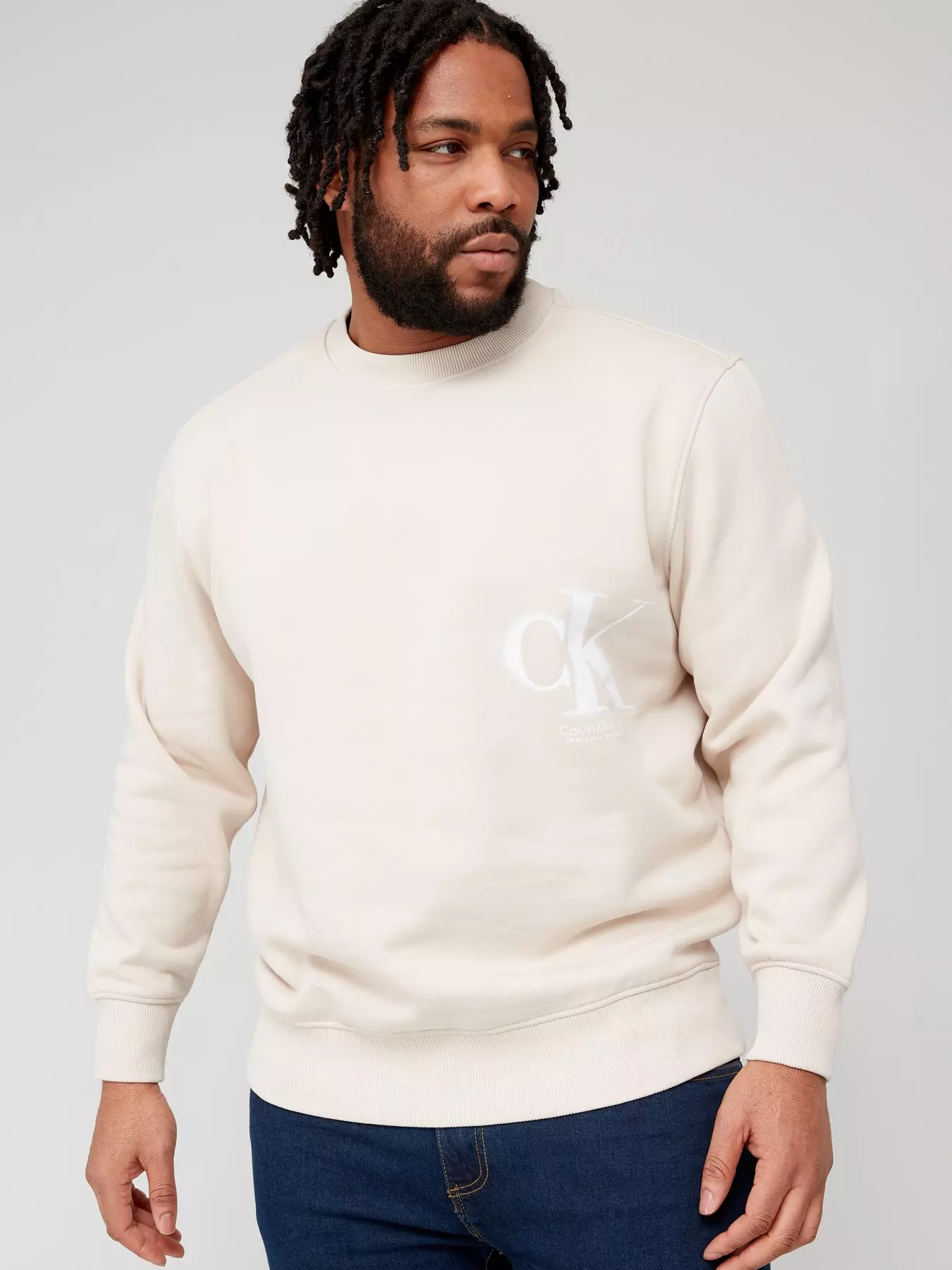 Calvin Klein Jeans Bayshore Blue Monogram Sweatshirt - Men from  Brother2Brother UK