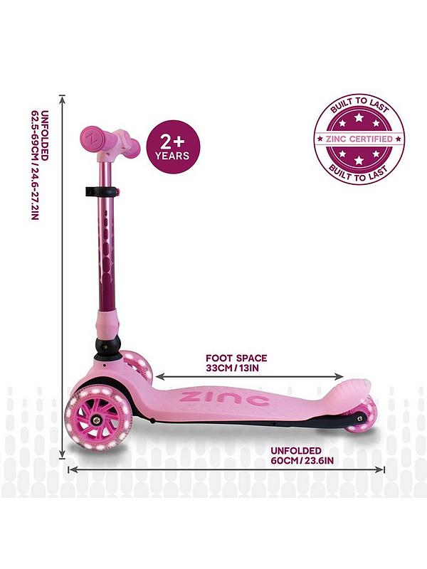 Image 3 of 7 of Flyte Hy-Pro&nbsp;Zinc Three-Wheeled Folding Flyte Scooter Ruby Pink