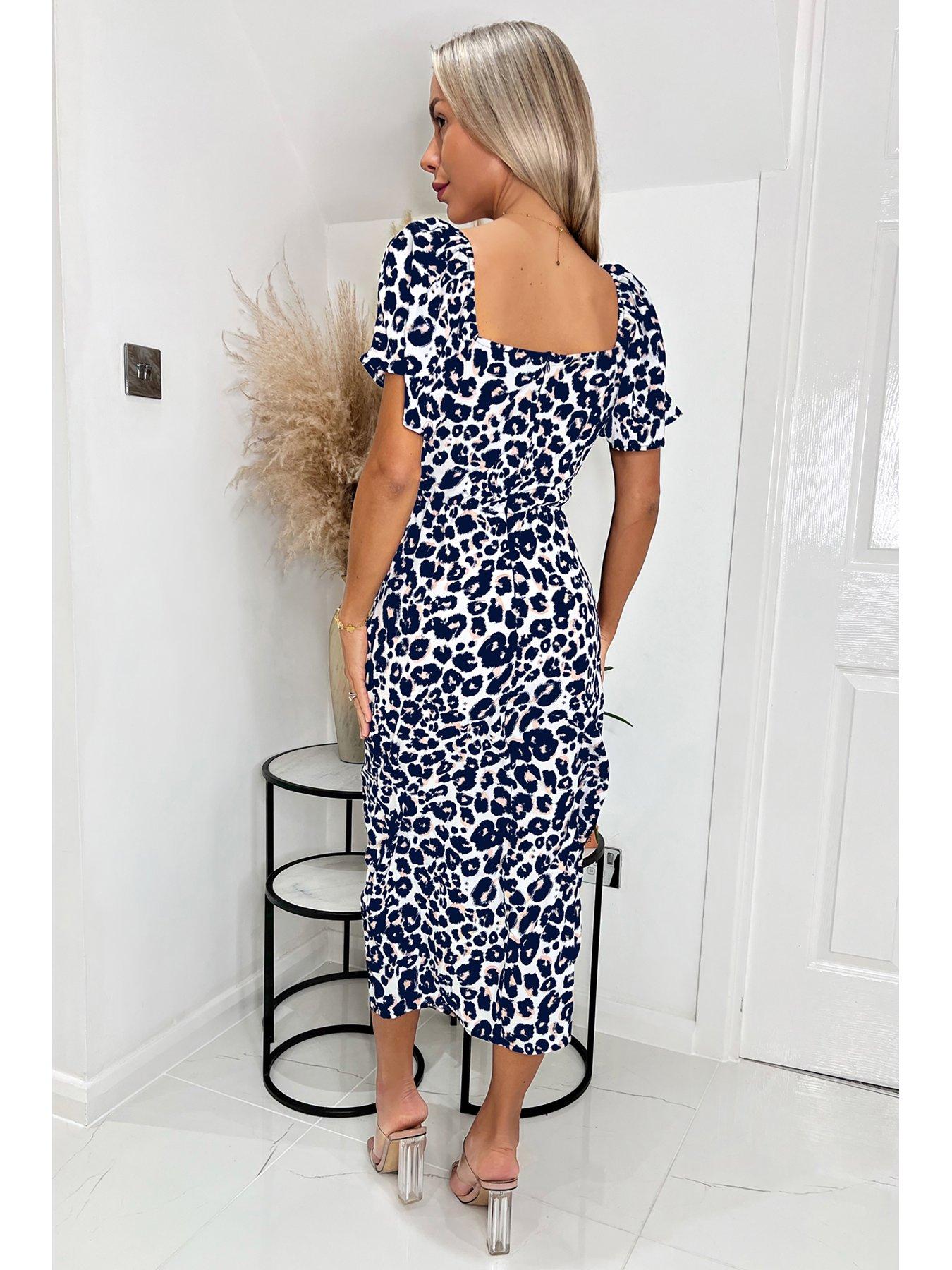 Navy leopard sale print dress