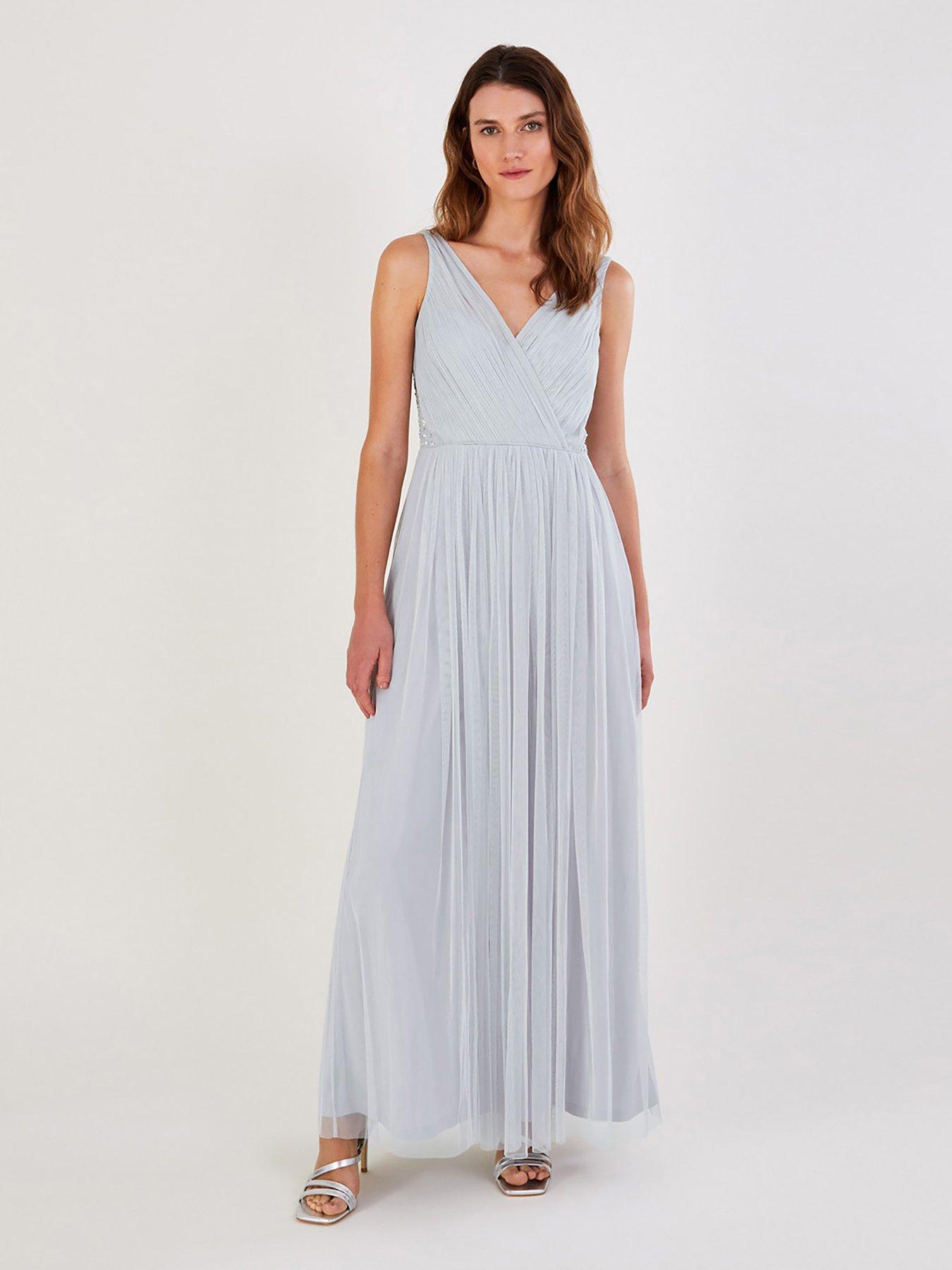 Grey maxi clearance bridesmaid dress uk