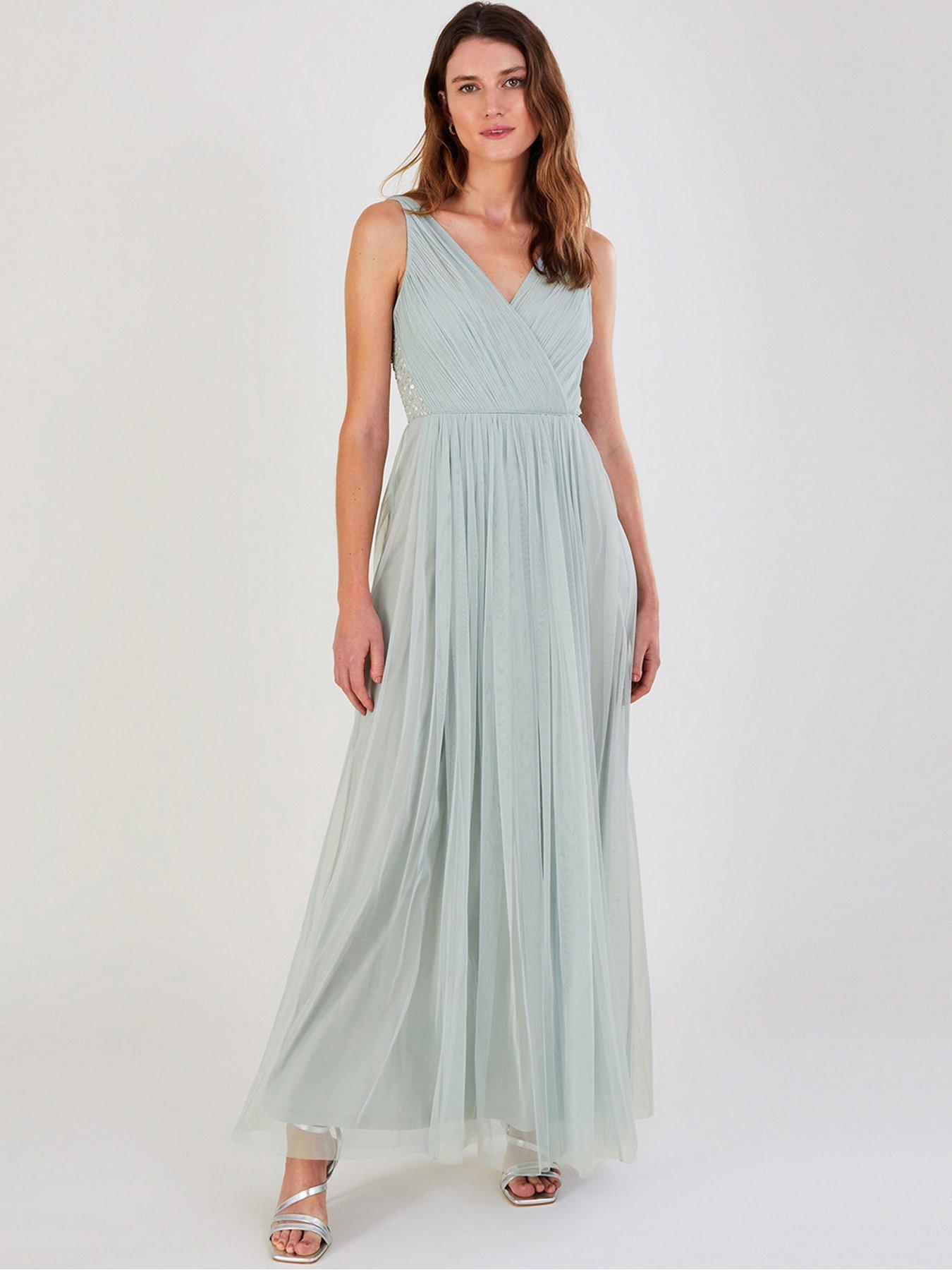 Monsoon Anne Mesh Maxi Dress Green Very