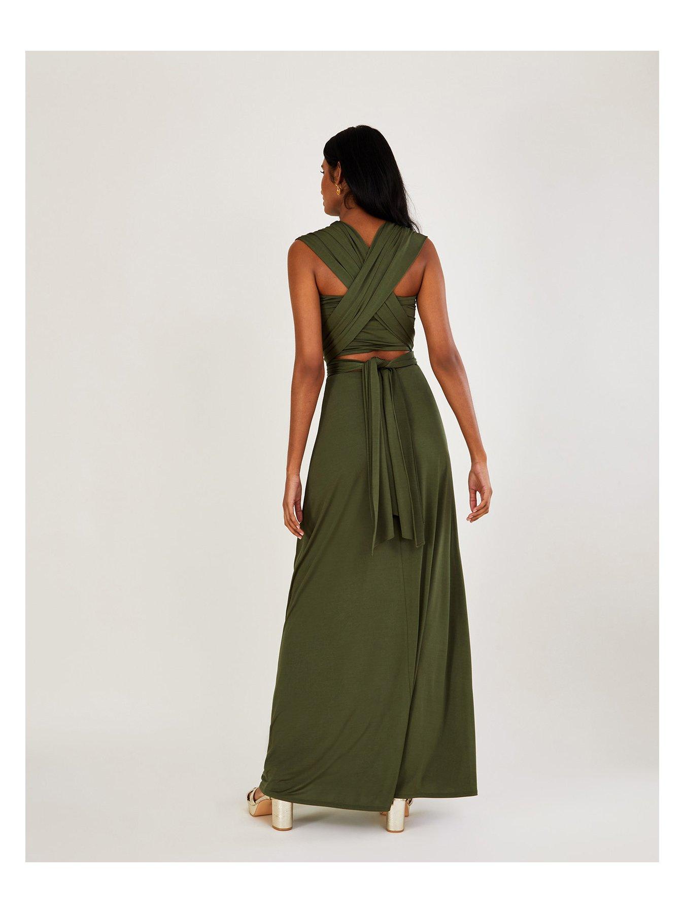 Image 2 of 5 of Monsoon Thea Twist Me Tie Me Maxi Bridesmaid Dress - Green