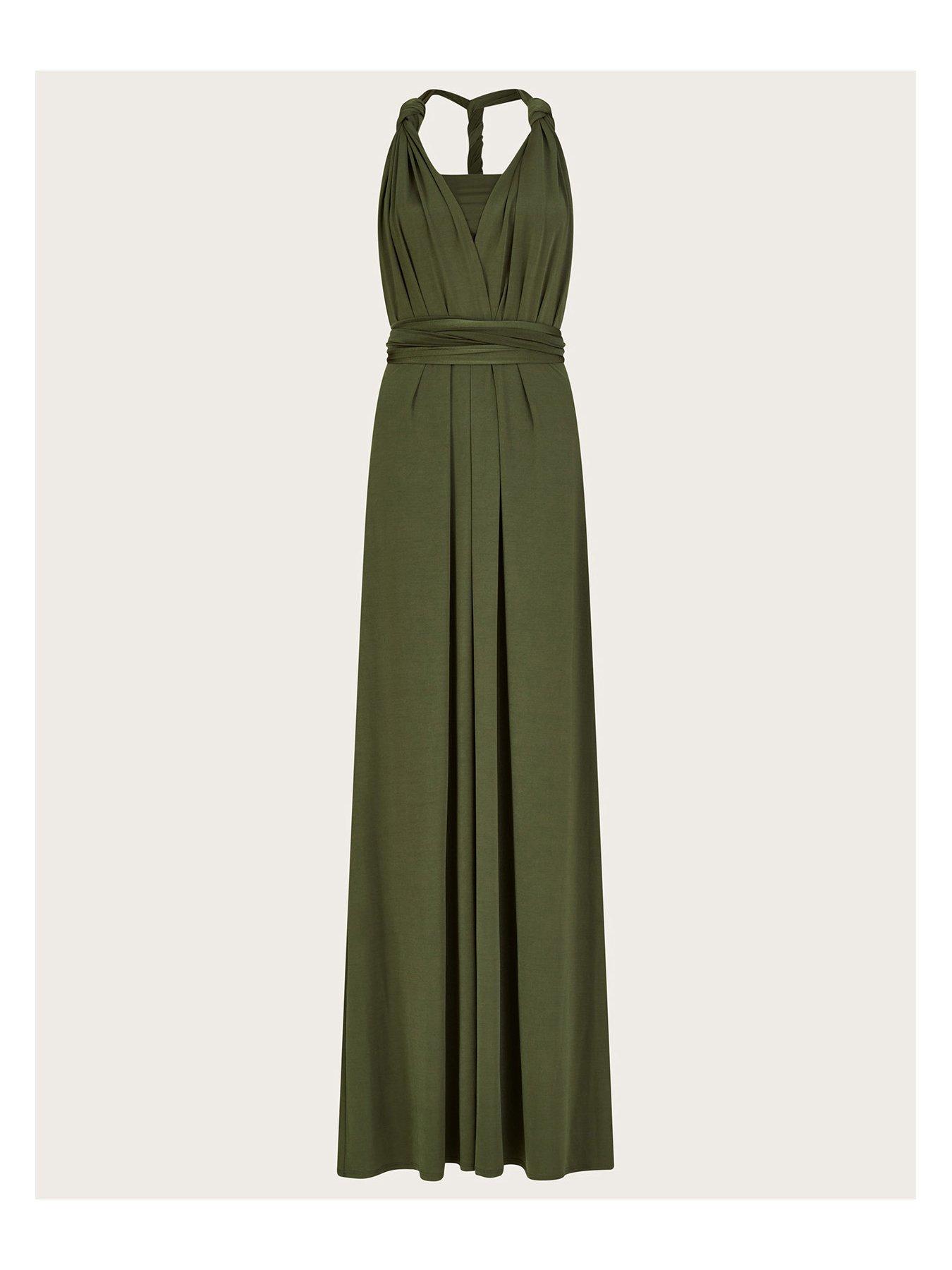 Image 3 of 5 of Monsoon Thea Twist Me Tie Me Maxi Bridesmaid Dress - Green