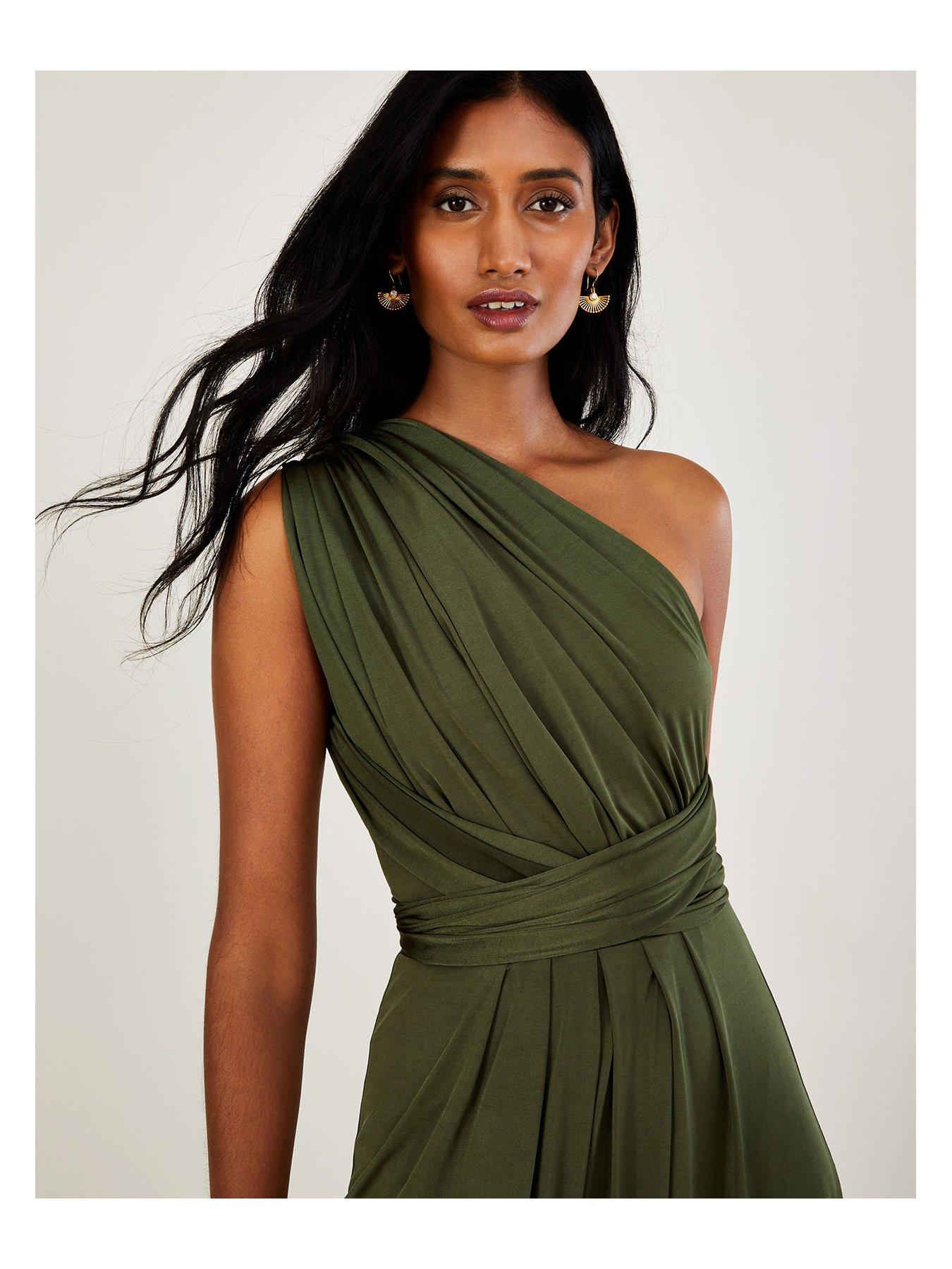 Image 4 of 5 of Monsoon Thea Twist Me Tie Me Maxi Bridesmaid Dress - Green
