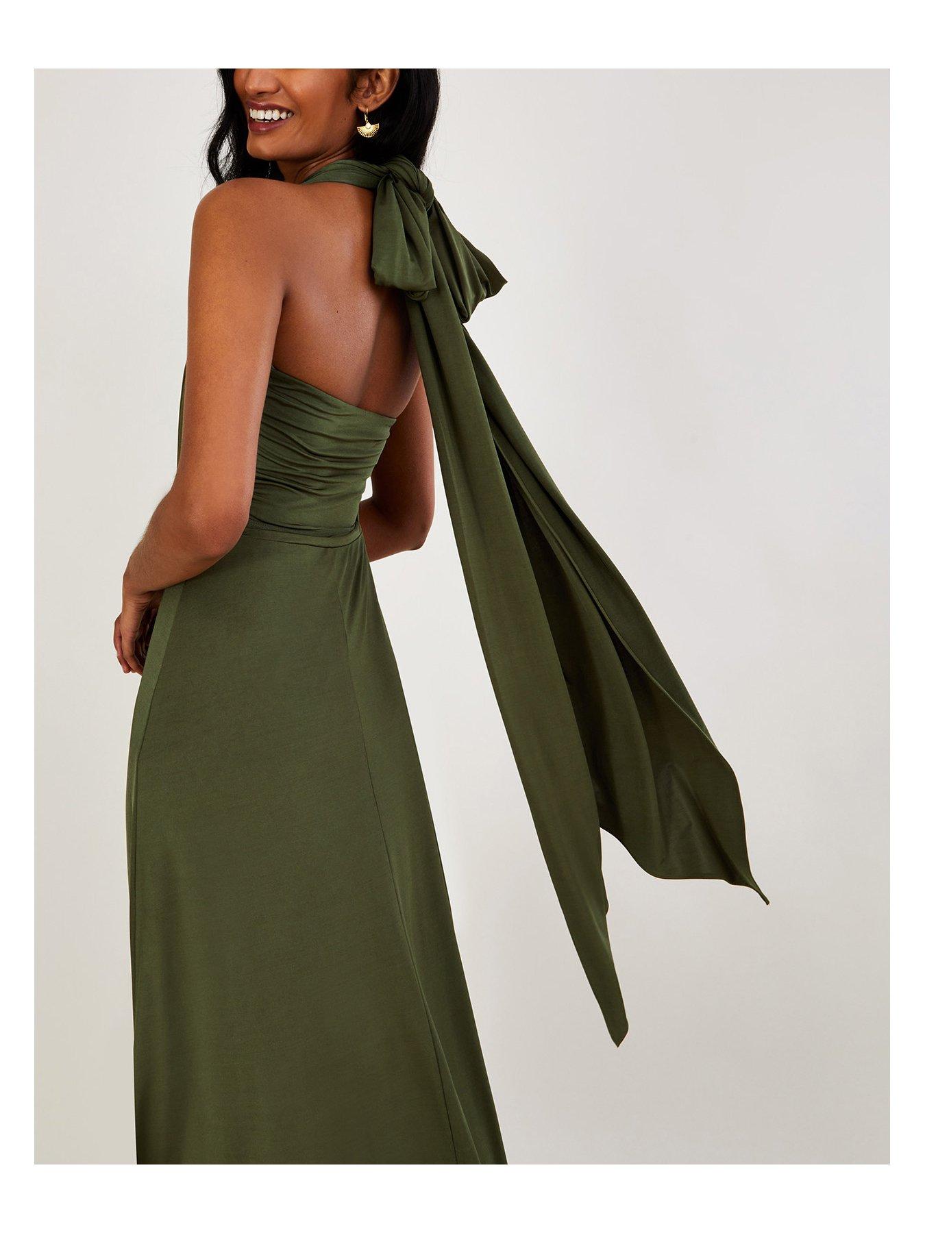 Image 5 of 5 of Monsoon Thea Twist Me Tie Me Maxi Bridesmaid Dress - Green