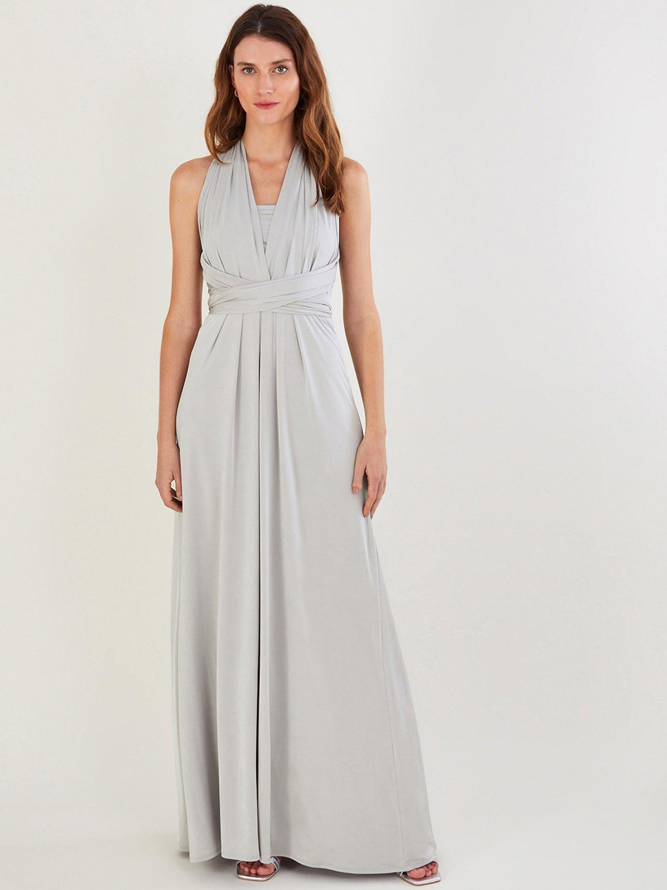 Light grey clearance maxi bridesmaid dress