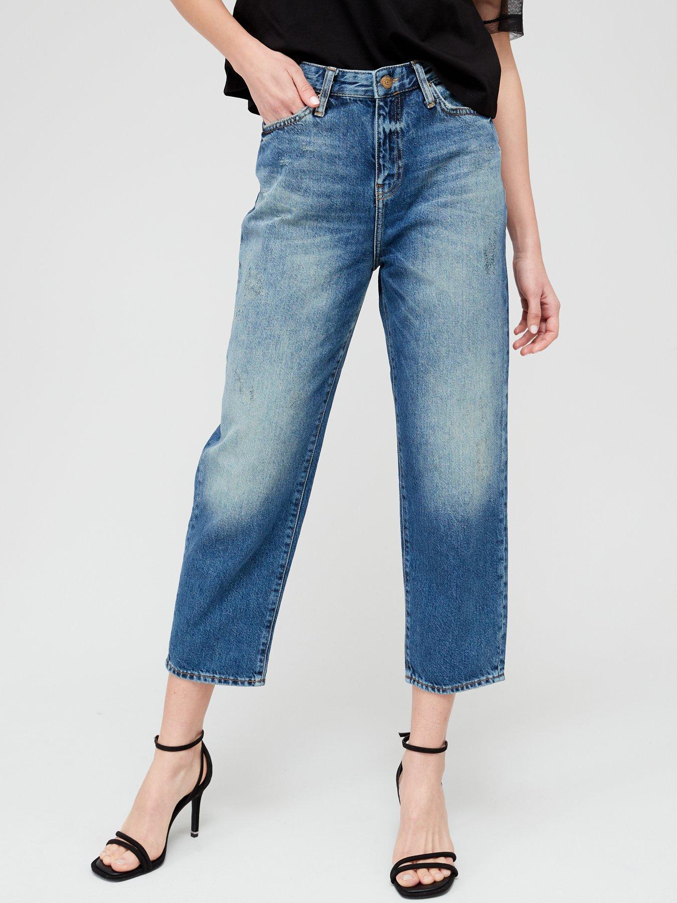 Armani Exchange High Waisted Mom Jeans - Blue