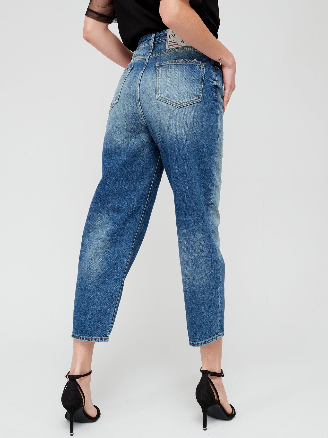 High-waisted Mom Jeans - Blue