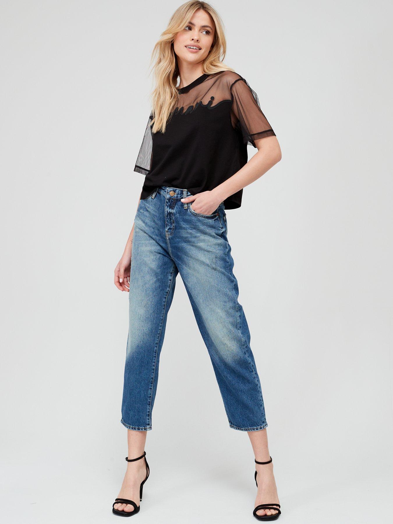 High-waisted Mom Jeans - Blue