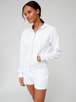 armani exchange zip up hoodie -white