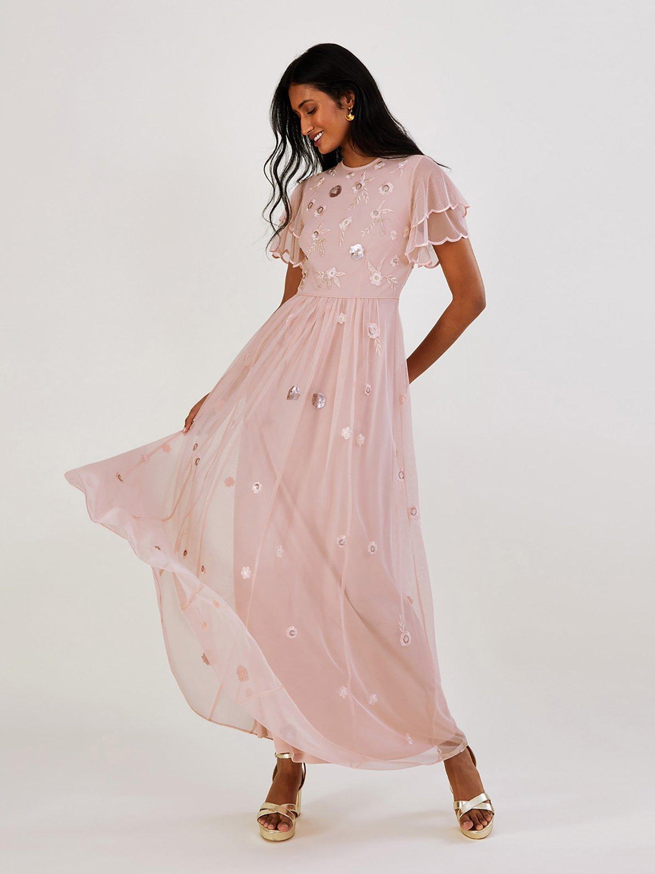 Pink maxi bridesmaid 2025 dresses uk