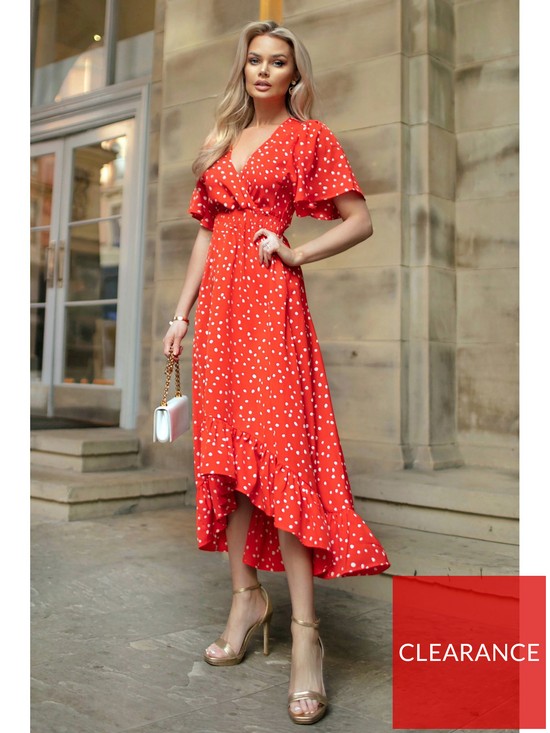front image of ax-paris-polka-dot-midi-dress-with-hi-low-hemline-redwhite