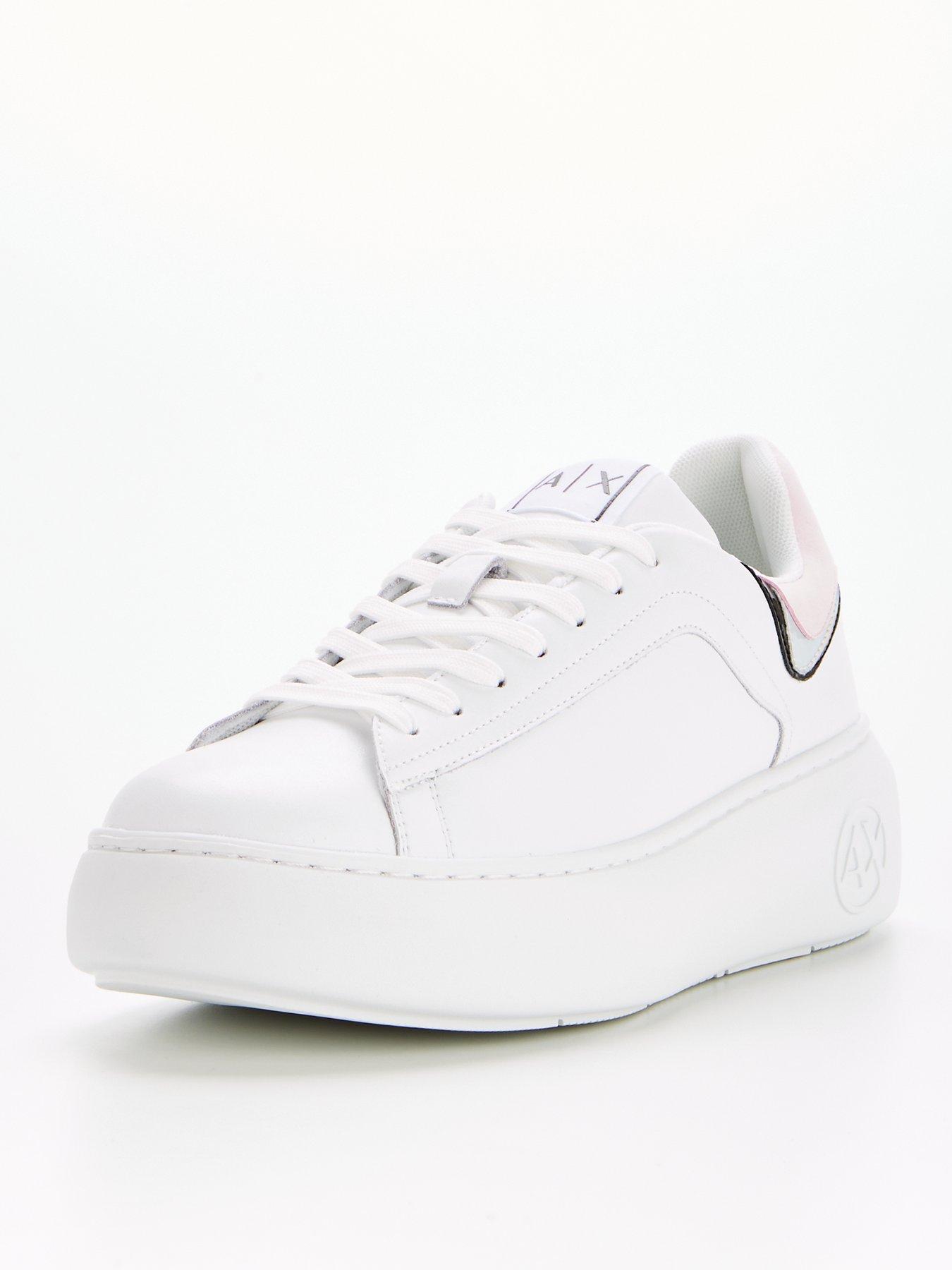 Armani Exchange Lace Up Platform Leather Sneaker White very