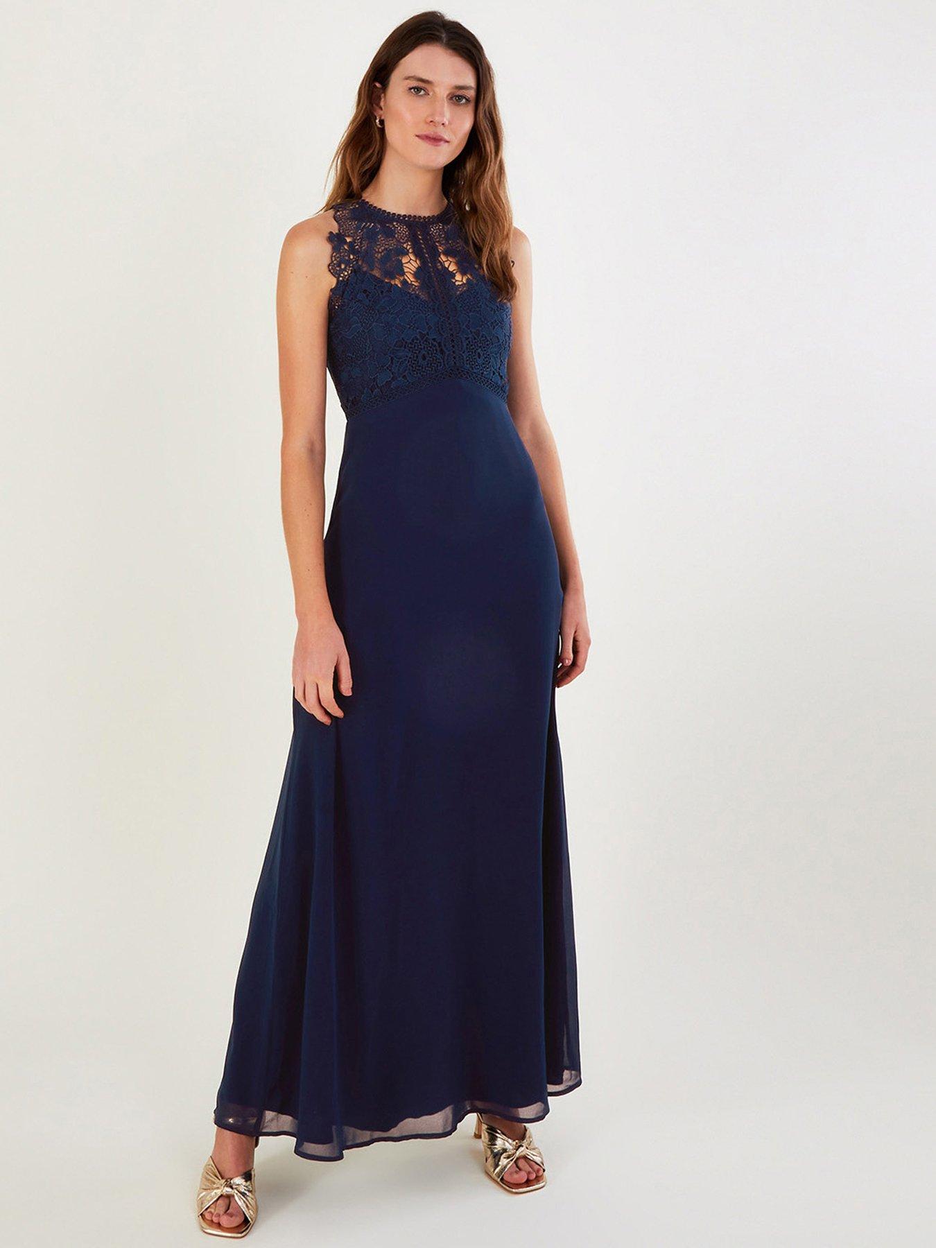 Monsoon Lena Lace Maxi Bridesmaid Dress Navy very