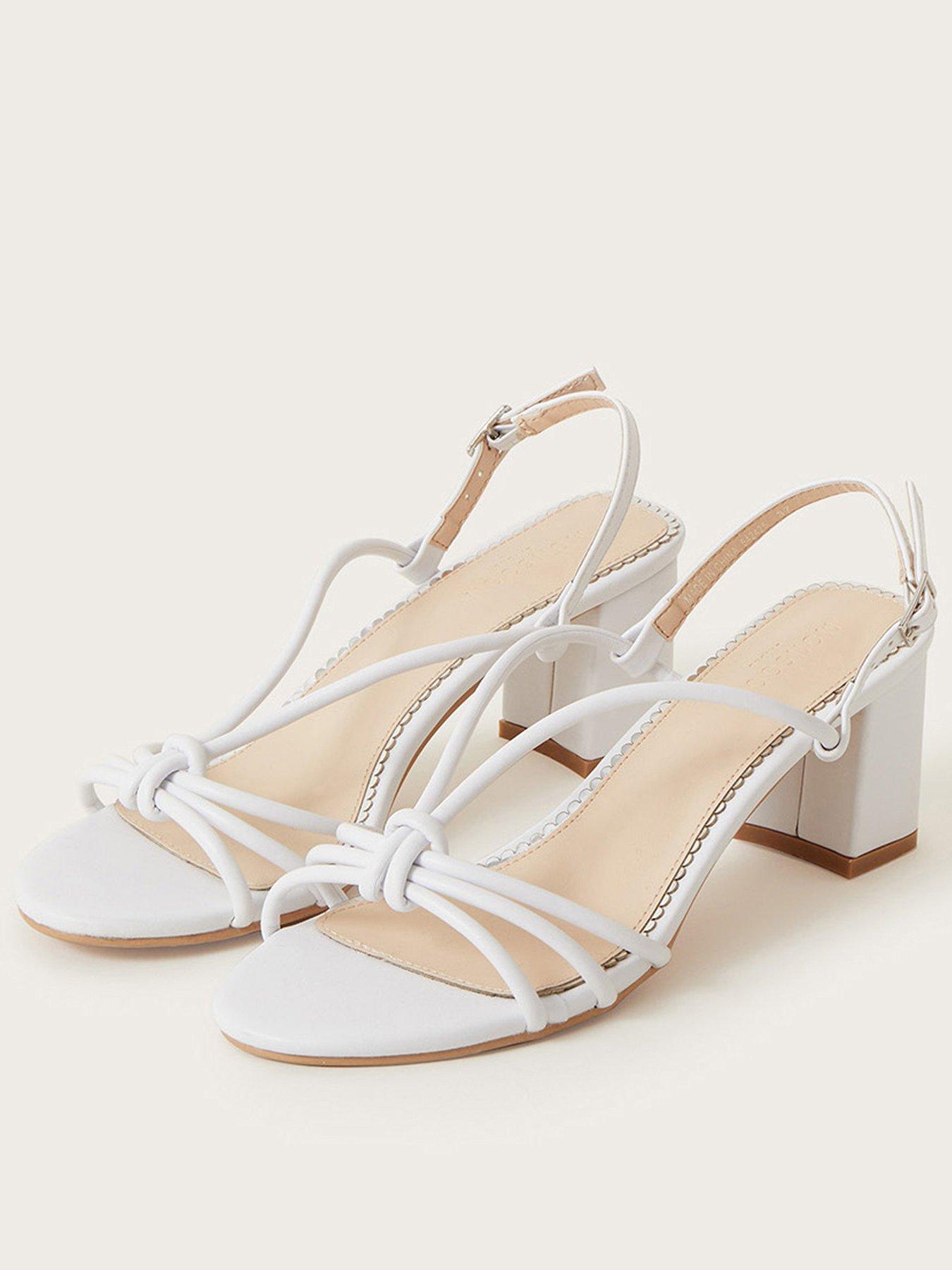 undefined Plain Strappy Block Heel Sandal - White
